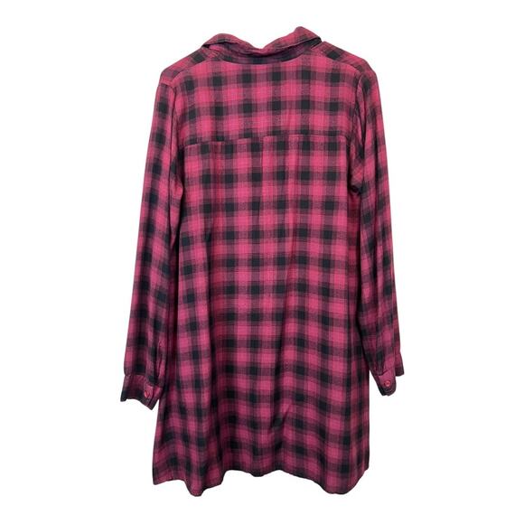 Lulus Blissful Weekend Burgundy Plaid Long Sleeve Shirt Dress Small Gorpcore - Picture 6 of 8